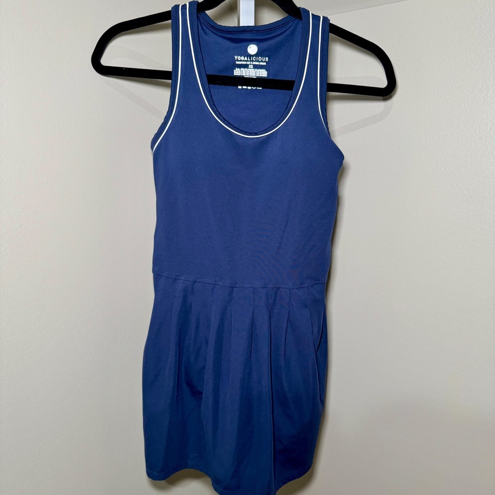 Yogalicious Navy Blue Athletic Tennis‎ Skort Dress XS NudeTech Set Swing Dress